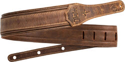 Sangle courroie Taylor 2.5-inc. Wings Distressed Leather Guitar Strap 4109-25 - Dark Brown