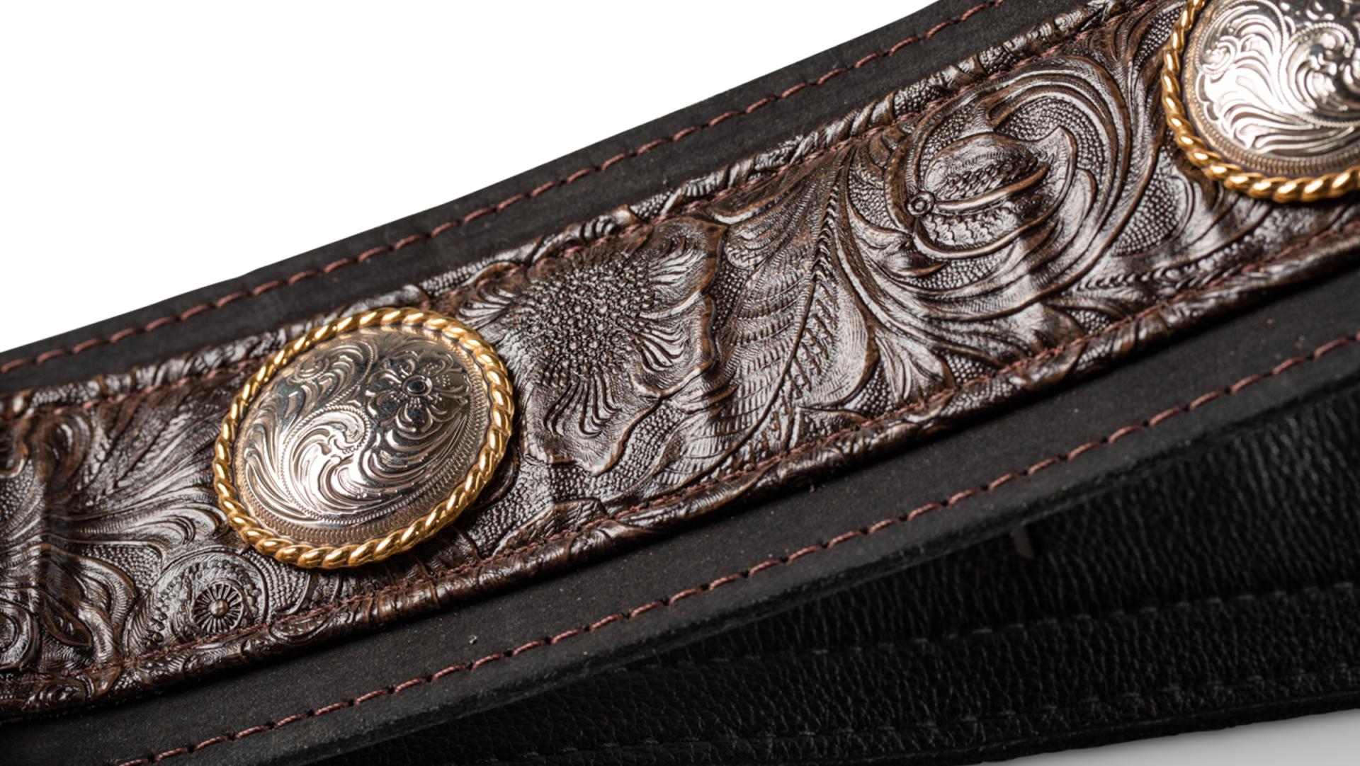 Taylor Grand Pacific Nickel Concho Leather Guitar Strap 3-inc Brown 4121-30 Cuir - Sangle Courroie - Variation 1