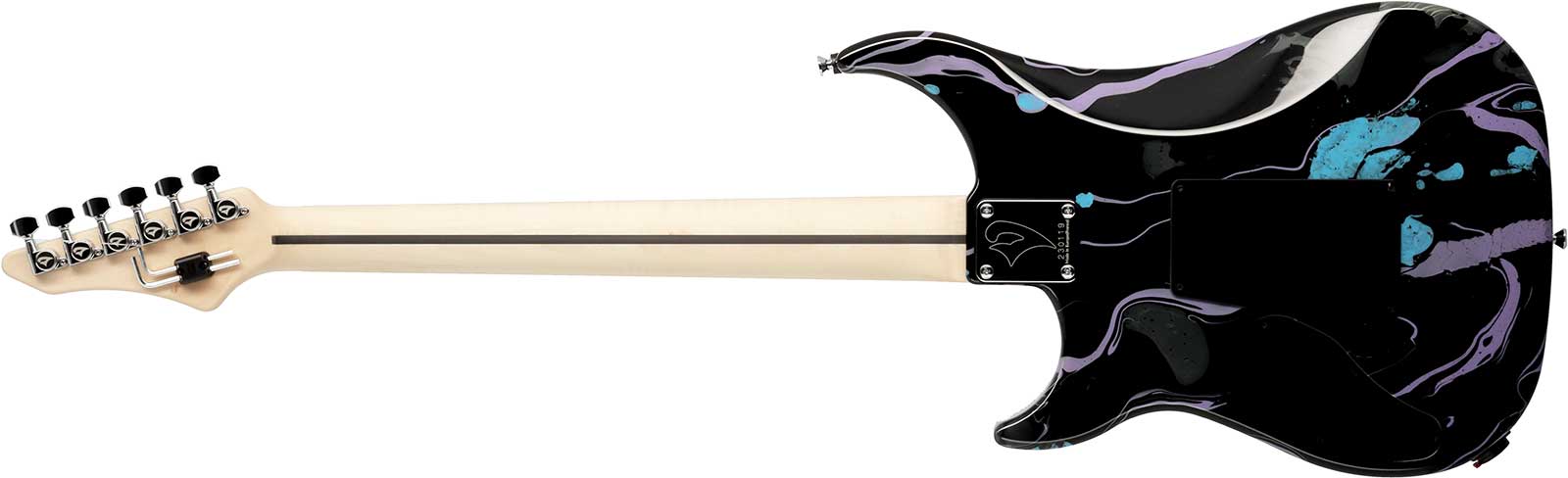 Vigier Ron Thal Bfoot Excalibur Signature Hs Fr Rw - Rock Art Black/purple/blue - Guitare Électrique Signature - Variation 1