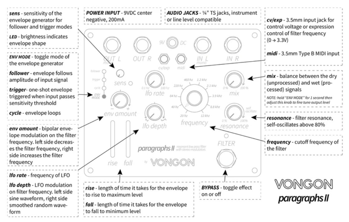 Vongon Paragraphs Ii Stereo Low Pass Filter - PÉdale Wah / Filtre - Variation 2